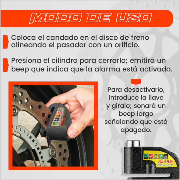 Combo: Candado + Manillar Inteligente con Alarma